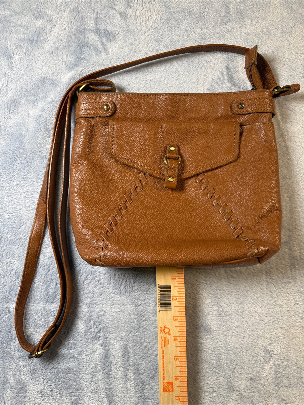 Born Tan Leather Crossbody with Whipstitch Detail